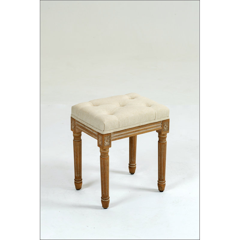 Small Padded Bench Square Upholstered Rustic Ottoman Bench Vanity Stools for Bedroom Ophelia Co